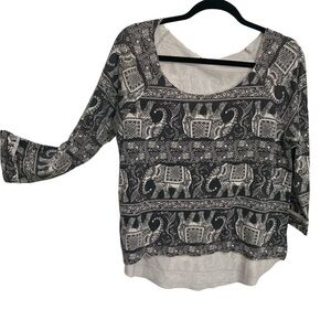 3/4 sleeve elephant high low top